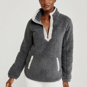 Abercrombie and Fitch A&F Sherpa Soft Fleece Jacket Gray Pullover